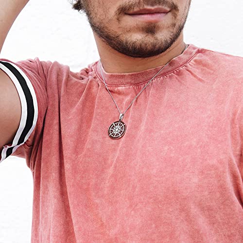 Eve's Addiction Custom Engraved Stainless Steel Compass Pendant Necklace (24" Chain) - Compass Pendant With Czs - Friendship Necklace - Graduation Gift - Personalized Gifts #TOP2