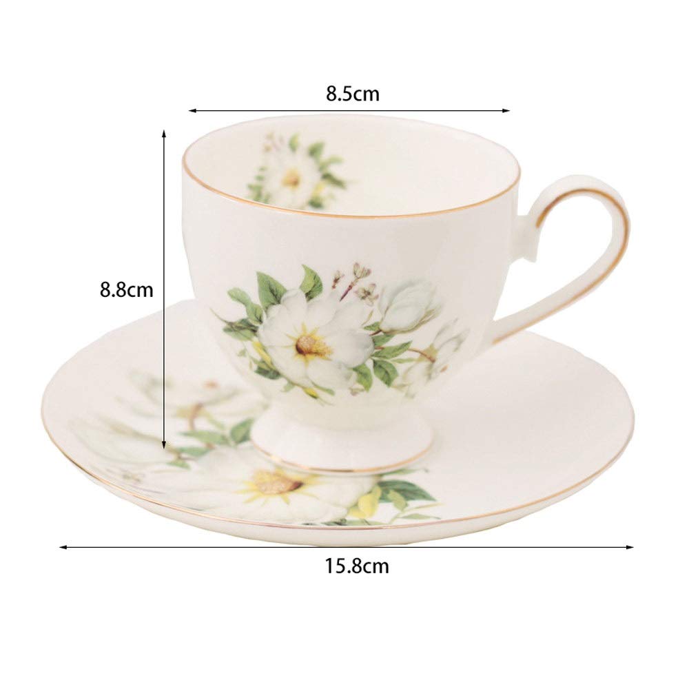 Porcelanowe kubki do kawy i spodek wielokrotnego użytku, śmieszne 6,76 uncji/200 ml popołudniowe kubki na mleko filiżanki do espresso cieplejsze kubki