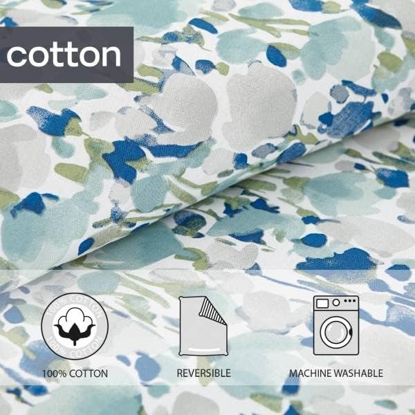 Miniatura 9 de Poppy & Fritz - Juego de funda de edredón tamaño King, ropa de cama reversible de algodón con fundas de mecanizado y cierre de cremallera,