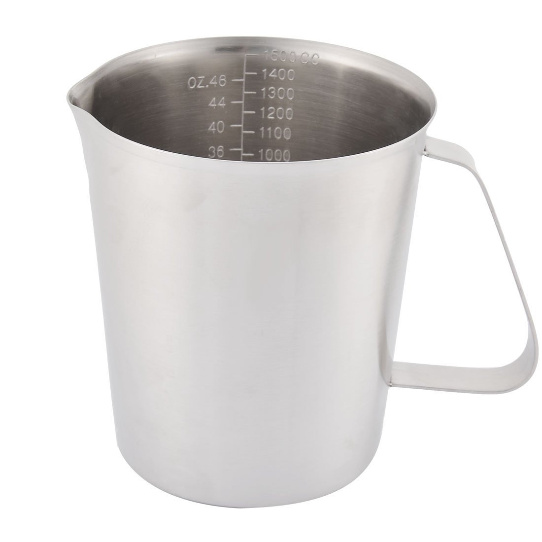 Ruilogod Copa de medición graduada de acero inoxidable 1500 ml de capacidad de plata