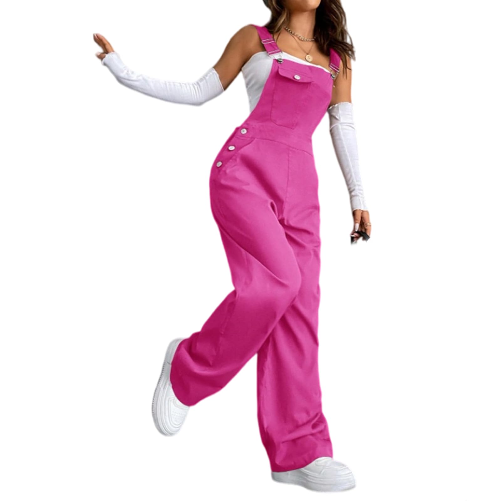 Overol retro de pierna recta para mujer que busca comodidad sin ropa ajustada 8