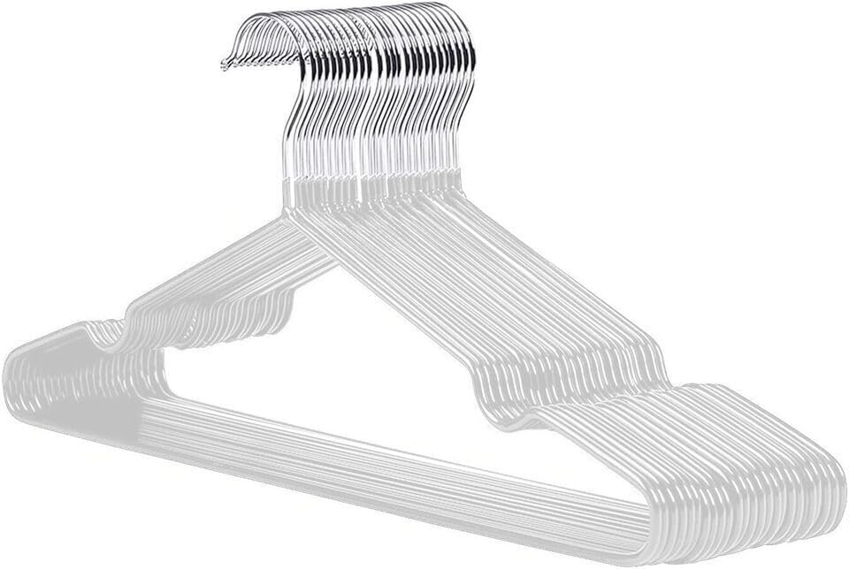 ARA CHOICE Premium Rubber Coated Metal Coat Hangers Heavy Duty Adult Space Saving Hanger Rack Rails Thin and Non-Slip Chrome For Clothes Garment Wardrobe Organiser Trouser Coat Suit (5, White) โ image 1