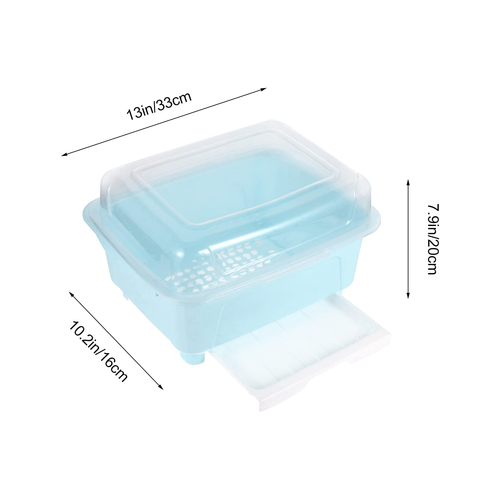 Dish Drying Rack with Lid Cover Bottle Holder Kitchen Plate Cup Dish Drying Rack Tray Cutlery Dish Drainer Kitchen Cabinet Organizer Blue