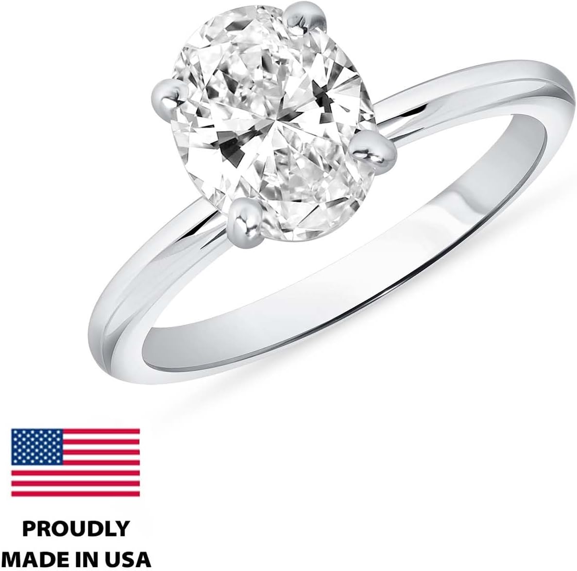 1 to 5 Carat Fancy Shape Moissanite Solitaire Engagement Ring for Women in 14k White Gold (D-F, VS1-VS2, cttw DEW) Anniversary Wedding Ring for Women Size 4 to 11 Made in USA