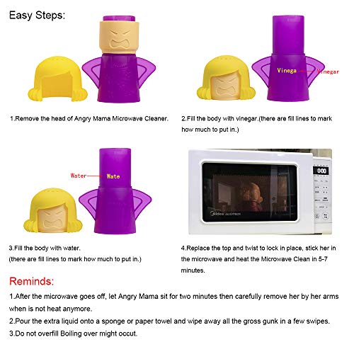 Image of Angry Mom Microwave Cleaner, Mad Mama Microwave Steam Cleaner, Just Add Vinegar and Water, Easily Cleans the Crud in Minutes (Purple)