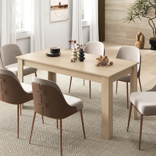 Image of Giantex Dining Table for 4-6, 63 inch L Large Farmhouse Kitchen Table, Wooden Rectangular Dinner Table for Living Dining Room, Home Office, Dinette, 330LBS Capacity, Natural