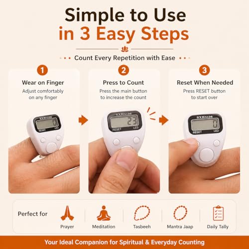 Image of Digital Finger Ring Tally Counter - Electronic Hand Counter for Mantra Jap, Cricket Umpire, Vehicles, Visitors & Counting | 5-Digit LED Display | Portable Multi-Use Tally Machine (LED Ring)