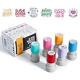 Joy - 6 Self-Ink Multicolor Teacher Stamps, Pre-Inked, Refillable (Inspiration Set)