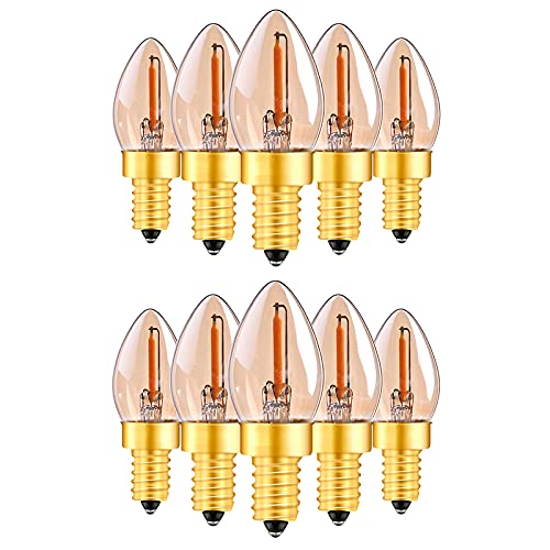 Lot de 10 ampoules LED E12 0,5 W C7 à intensité variable - Ampoule vintage à vis 2200 K 110-130 V - Petite ampoule à vis Edison pour décoration intérieure (lumière chaude) Cover