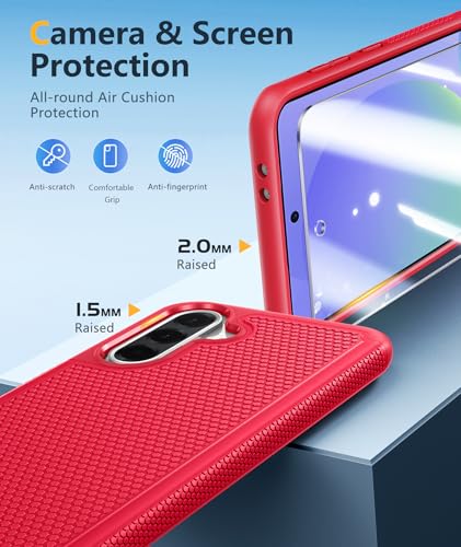 Image of FNTCASE for Galaxy A36-5G Phone Case - A56-5G Military Grade Drop Protection, 14ft Drop Tested, Screen Protector Included, Anti-Slip Matte Textured, TPU+PC Dual Layer Shockproof Cover (Red)