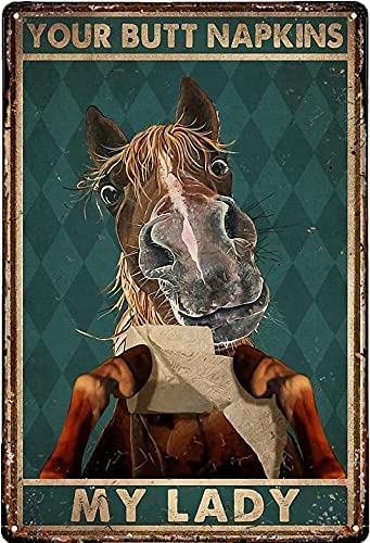 RIFOSA 6"x8" Metal Plate Tin Sign Your Butt Napkins My Lady Horse Metal Tin Sign Plaque Ice Cold Beer Served Here Indoor Wall Panel