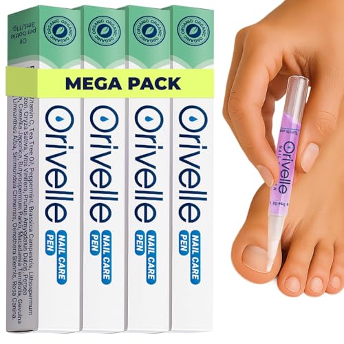 Orivelle Toenail Care Pen - Extra Strength Toe Nail Remedy - Professional Nail Solution for Fingernail with Tea Tree Oil (Pack of 4)