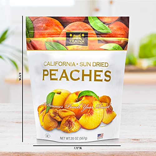 Traina Home Grown California Sun Dried Peaches - Healthy & Non-GMO, Natural Sweet Flavor Fruit No Sugar Added, Perfect Snack In Resealable Pouch (20 Oz) - Image 7