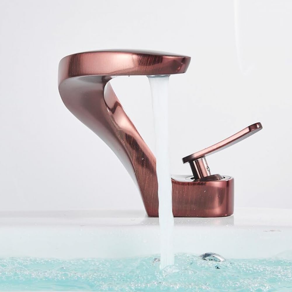 Bathroom Deck-Mounted Basin Faucet, Snake Shape Creative Sink Mixer Taps, Cold and Hot Water Mix Tap-Rose Gold (Rose Gold)