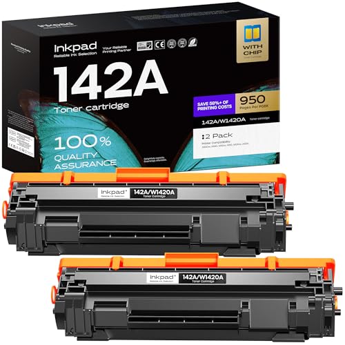 iNKPAD 142A Toner Cartridge Multipack with Chip Compatible for HP W1420A W1420X 142A 142X Toner Replacement for HP LaserJet M110w M110 LaserJet MFP M140w M140 M139w M139 (2-Black, with Chip)