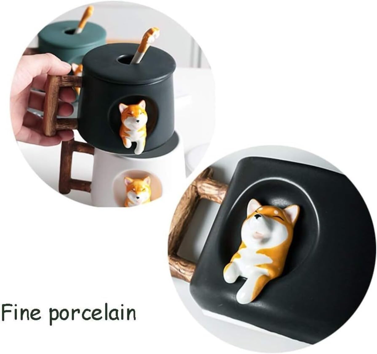 Taza de Café de Té Tazas Taza De Café De Cerámica Taza De Porcelana Esmerilada Suave Taza De Té Hecha A Mano Taza De Café Con Asa Animal 3D para té de la tarde(A)
