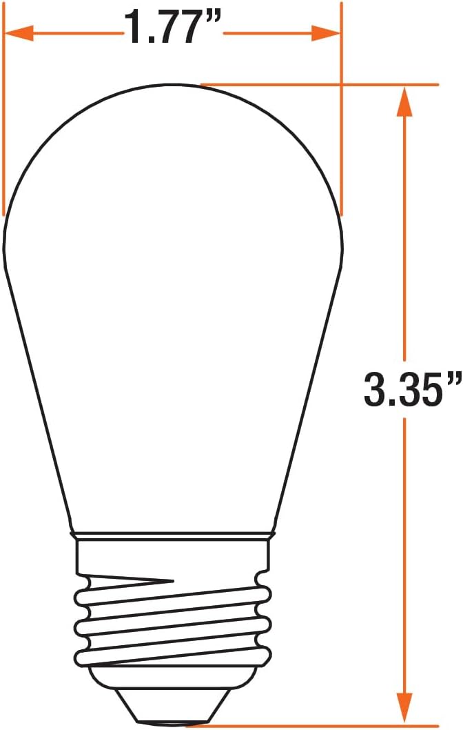 Sylvania S14 Clear LED White Filament Bulb, 2W, Dimmable, 150 LMS, Medium Base, 2700K, Soft White - 4 Pack (42269)