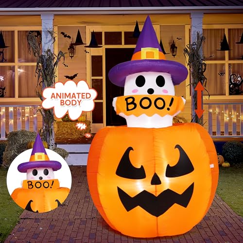 Joiedomi 5ft Tall Halloween Animated Inflatables Outdoor Decorations, Inflatable Ghost