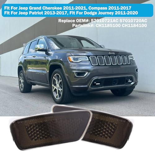 Image of Smoked Lens Rear Bumper Reflector Light for Jeep Grand Cherokee (2011-2020) Patriot (2013-2017) Compass (2011-2017) for Dodge Journey 2011-2020, Replace# 57010720A 57010721AC