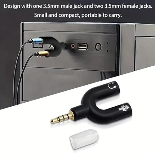CABLEPELADO Adaptador de Audio TRRS, Divisor Auricular y micrófono, Diseño en Y, Apto para Móviles, Ordenadores, MP3, Tablet, Negro - imagen 3