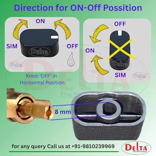 Image of DELTA Universal fit Knob for Gas Stove Replacement Parts | Long Lasting, Smooth Operation, Premium PVC On-Off Push Type 8 MM Spindle Black Knob for All Sleek Slim Modal Gas Stove Pack of 4