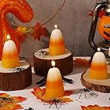 MTLEE 6 Pcs Fall Candles Thanksgiving Candy Corn Colored Votive Candles Unscented Taper Pillar Candy Corn Shape Candles Bulk for Autumn Home Wedding Harvest Party, Yellow Orange and White