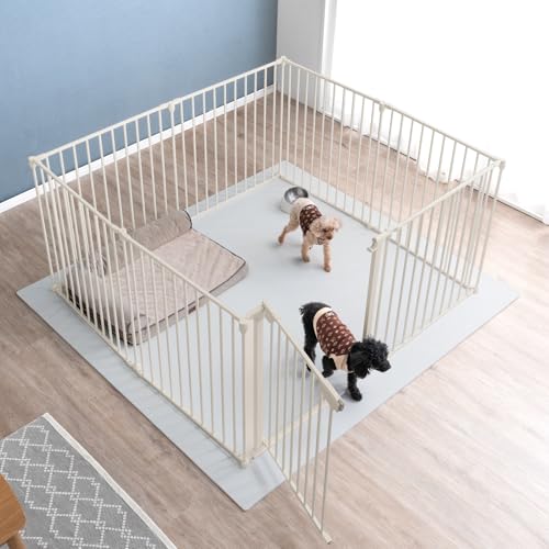 タンスのゲン ペットサークル 実用新案登録【シニア犬も安心】151cm×151cm バリアフリー設計 折り畳み 頑丈 組み替え可能 64900011(105267)