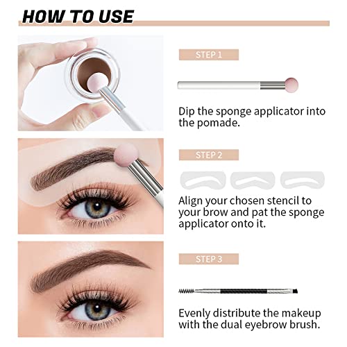 Prreal Brow Stamp and Stencil kit,Waterproof Eyebrow Stamp Stencil Kit With 10 Reusable Eyebrow Stencil,Long-Lasting&Full Coverage Brow Stamp Set For Make Up Beginner#Dark Brown - Image 3