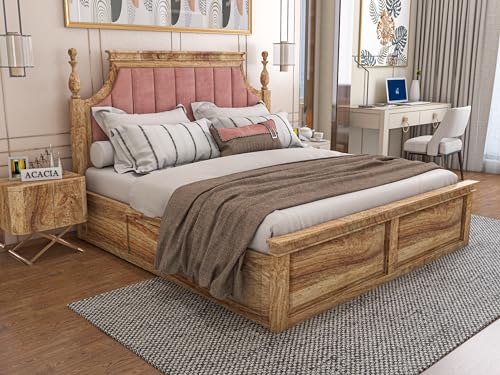 Craft Wooden King Size Bed with Storage | Double Bed Cot Bed with...