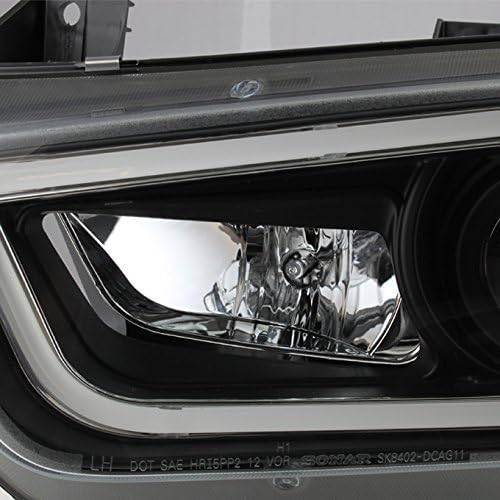 AKKON - For 2011-2014 Dodge Charger Black Bezel LED Daytime Running Lights Tube/Strip [Halogen Type] Projector Headlights LH+RH