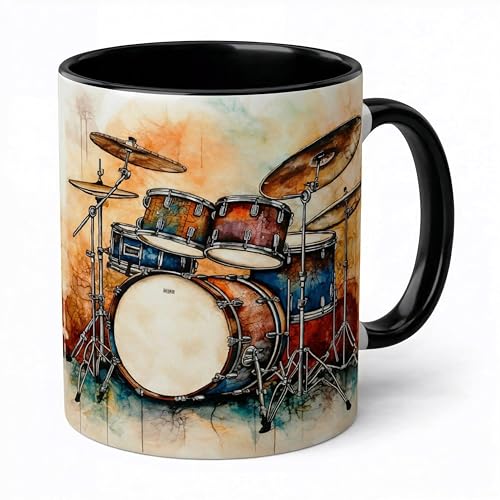 Shopi Zone Taza de Cerámica con Diseño de Batería Musical - Pasión por la Música en Efecto Artístico