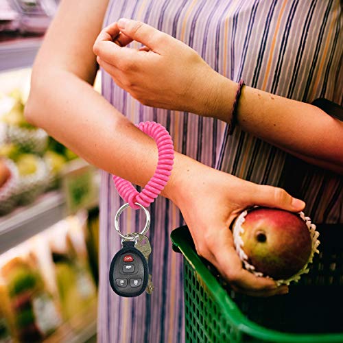 Image of Lucky Line 2 inch Spiral Wrist Coil with Steel Key Ring, Flexible Wrist Band Key Chain Bracelet, Stretches to 12 inch Assorted Neon Colors, 25 PK (41076)