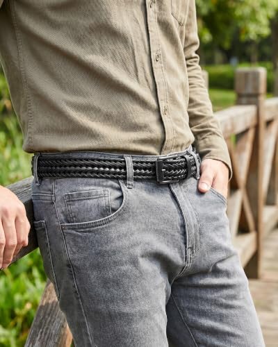 Image of CHAOREN Mens Braided Woven Leather Belt 35MM - Built to Last, Snug Fit | Fully Adjustable, Break-Resistant, Casual-Elegant Vibe, Versatile for Golf, Jeans & Dress, Gift Box