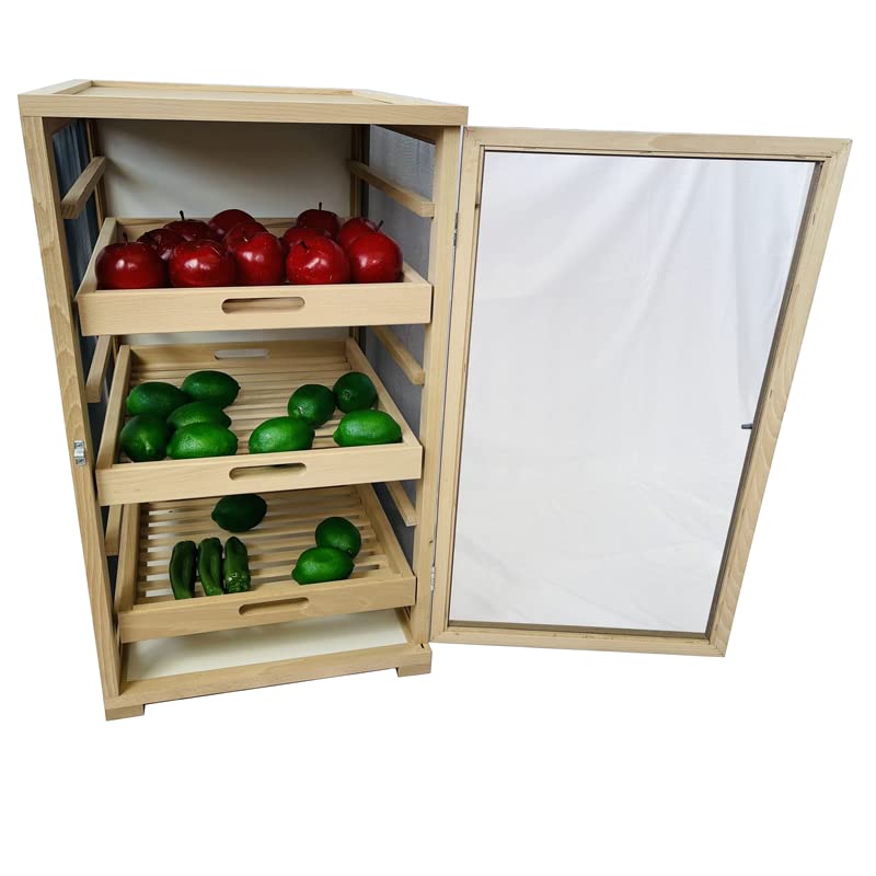 Meuble de cuisine Garde-manger légumier en hêtre poignée tiroirs Bois avec toile aluminium haute qualité