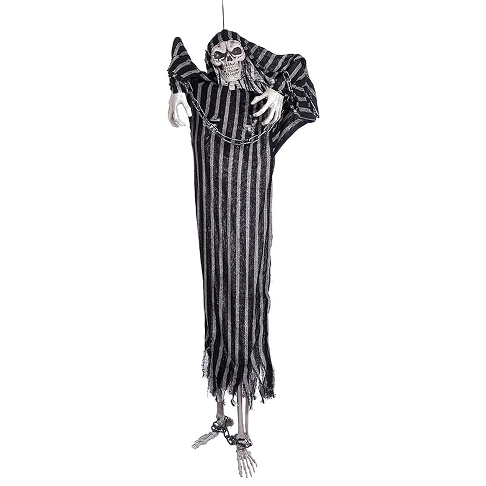 LANGWEI Decorazioni di Halloween Fantasma Spaventoso, Grande Fantasma Elettrico Luminoso Appeso con Catena di Ferro, Giocattolo Difficile Grim Reaper per Oggetti di Scena Haunted House Party