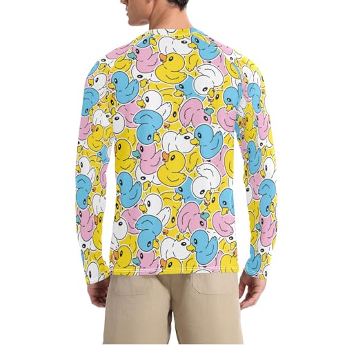 Men's Long Sleeve Rash Guard UPF 50+ UV Swim Shirts Sun Protection Fishing Hiking Rubber Duck T-Shirt2