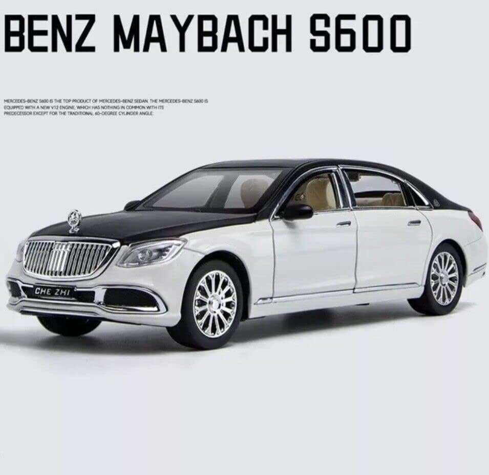 Image of 1:24 Scale Big Mercedes Maybach S600 Toy Car | Metal Pullback Diecast Car for Kids with Openable Doors, Sound, Light Effects Toy for Car Enthusiasts (Color As Per Available),black