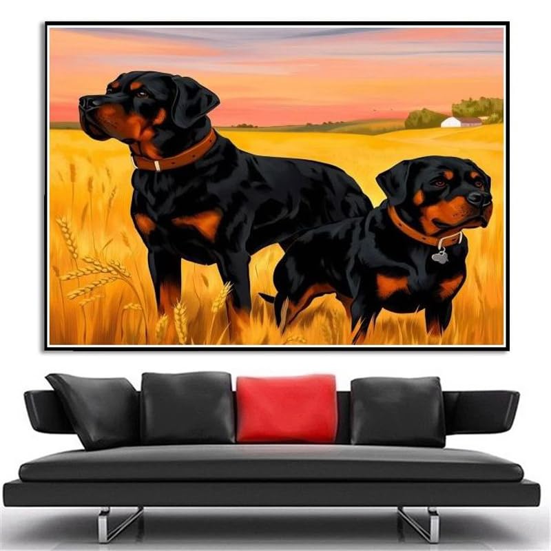 Peinture diamant 5D Rottweiler broderie strass grand format pour adulte