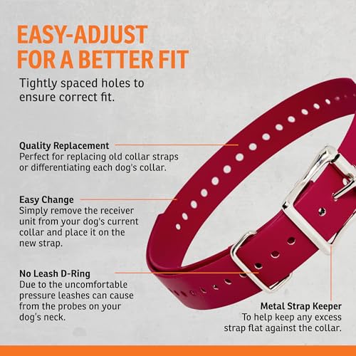 Sangle de collier de 2,5 cm ajustable imperméable rouge - 5