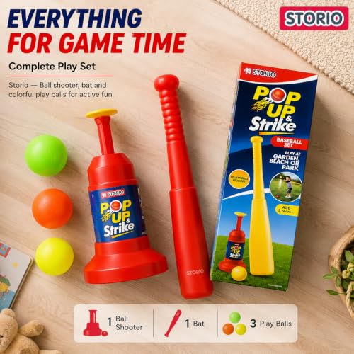 Image of Storio Baseball Shooter Bat, Pitcher Ball Power Shot Launcher Game for Kids