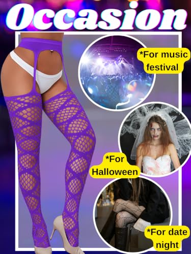 Image of Kaei&Shi Womens Thigh High Fishnet Garter Stockings Rave Party