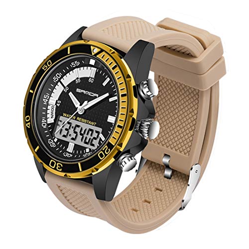 Montre homme double affichage LULI montre quartz numérique avec bracelet silicone et alarme