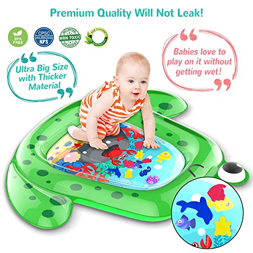 VATOS Tummy Time Baby Water Mat 43×35" X-Large for 3 6 9 18 Months Newborn Infant, Inflatable Play Mat Sensory Toys Gifts for Boy Girl|BPA Free Baby Early Development Activity Centers - Image 4
