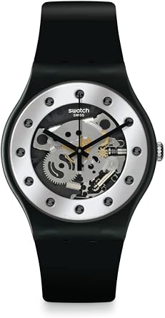 Swatch New Gent Biosourced Unisex Watch Casual Plastic Black Quartz Waterproof Silver Glam