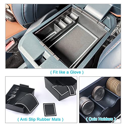 Image of CDEFG for 2022 2023 2024 2025 2026 Ford Maverick Center Console Organizer Tray 2022-2026 Maverick Armrest Trays Storage Box Coin Container 2022-2026 Maverick Truck Accessories, 2Pcs(White Trim)