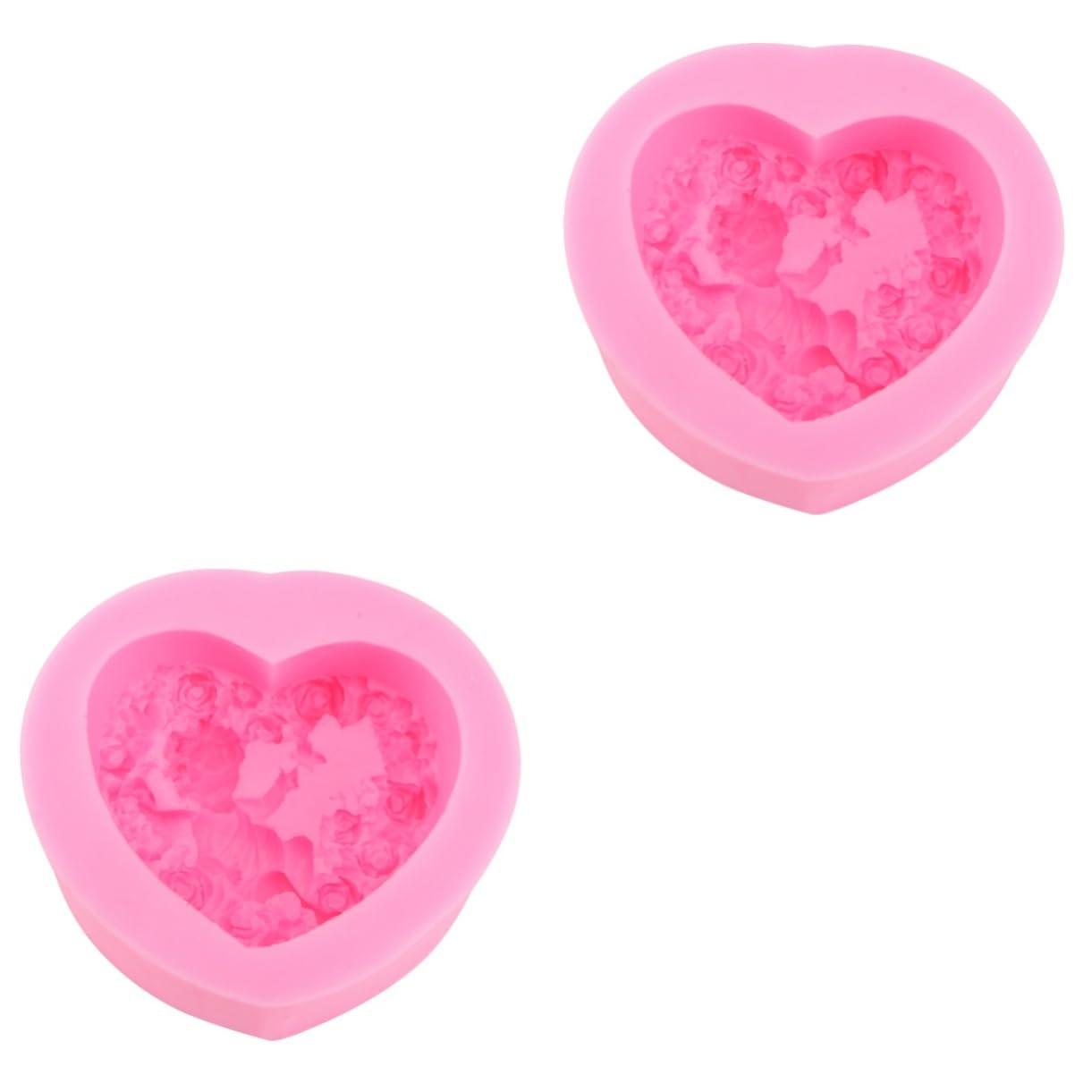 Artibetter Lot De 2 Moules À Gâteaux En Silicone En Forme De Cœur Pour Fondant Chocolat Décoration De Gâteaux Moules À Gâteaux En Forme D'Ange Fournitures De Pâtisserie Outil De