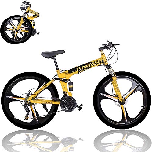 YQCXG 大人用 ロードレーシングバイク 26インチ カーボンスチール マウンテンバイク S21 スピード自転車サスペンションフォーク 滑り止め自転車 デュアルディスクブレーキと高炭素スチールフレーム付き アーバンロードバイク 男女兼用 (B)