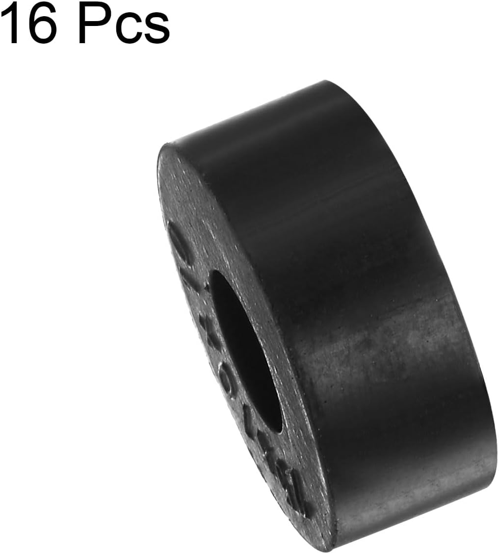 Generic 16pcs Rubber Spacer 1 Inch OD 0.4 Inch ID 0.4 Inch Thick Neoprene Round Anti Vibration Isolation Pads Isolator Rubber Washers Bushings for Home Cars Boat Accessories, Black