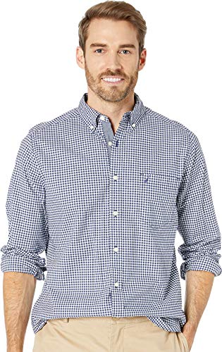 Nautica mens Classic Fit Stretch Solid Long Sleeve Button Down Shirt