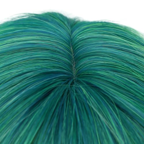 Image of PATTNIUM Neon Green Wig for Kids Child Short Curly Wavy Wig with Bangs Ombre Green Wigs Girls Lime Green Synthetic Wigs for Cosplay Costume Party